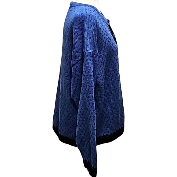 Apleks Women 100% Wool Button Front Scandinavian Blue Cardigan Sweater Size L/XL - Picture 2 of 8